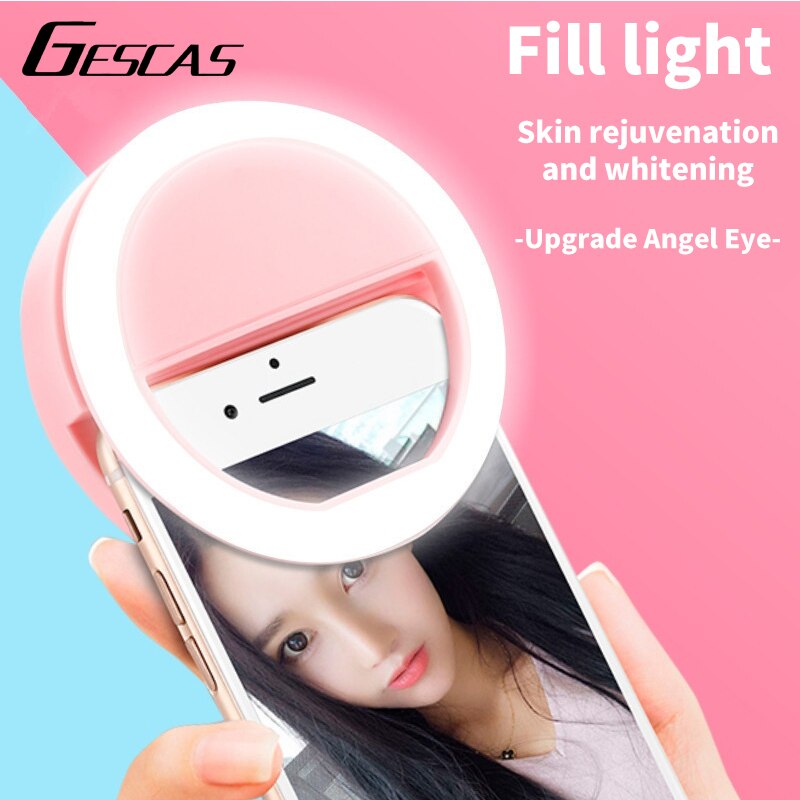 GESCAS – lampe annulaire Led avec Clip et batterie externe, éclairage annulaire pour remplissage de téléphone, beauté, Selfie
