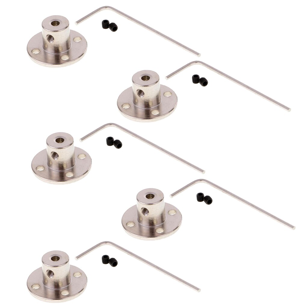 5 Pack of Metal Flange Shaft Coupling Rigid Flange Coupling Motors Guide Shaft Axis Bearing for RC Model Motor