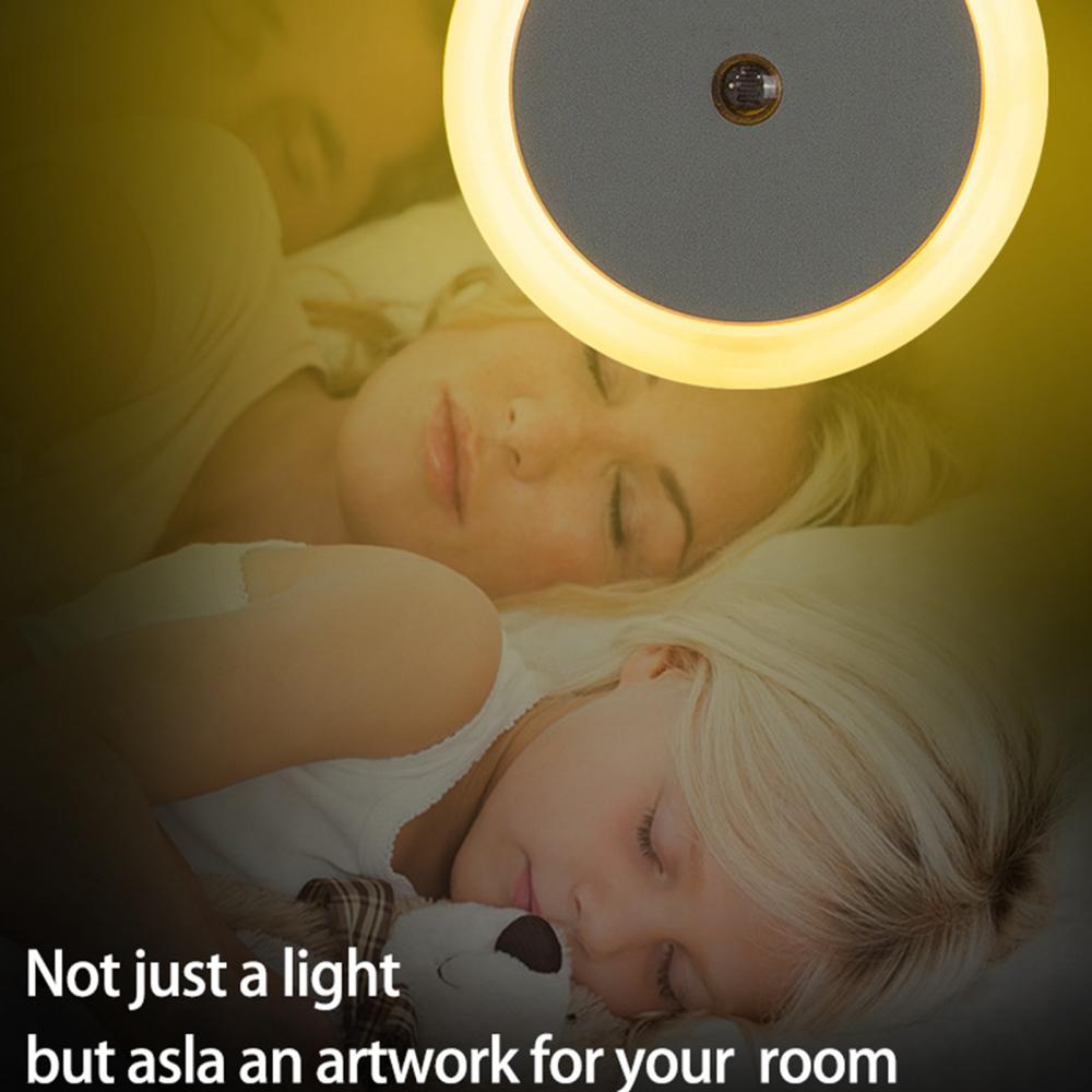 Round Wall Plug-in LED Light Sensor Night Light Plug In Sensor Light Luminaire Led Lamp Baby Nightlight Children Bedroom Round