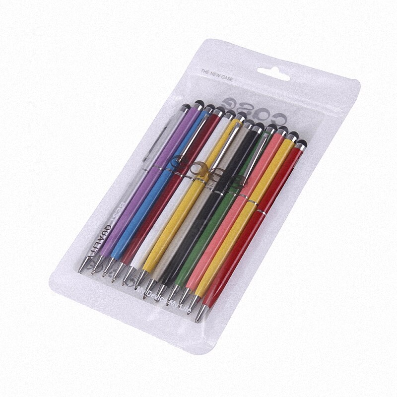 10pcs/set Universal 2 in 1 Metal Stylus Pens with Ballpoint Pens Touch Screen Stylo for All Capacitive Screen For: Default Title