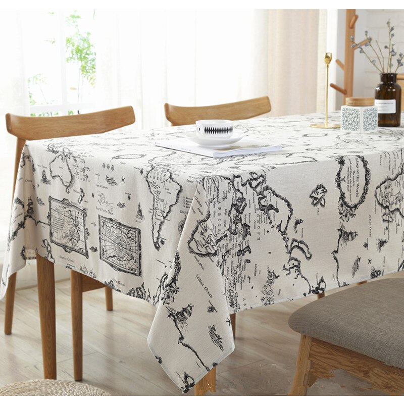 100*150cm world map cotton and linen printed fabric tablecloth hug pillowcase curtain sofa cover accessories handmade bag fabric