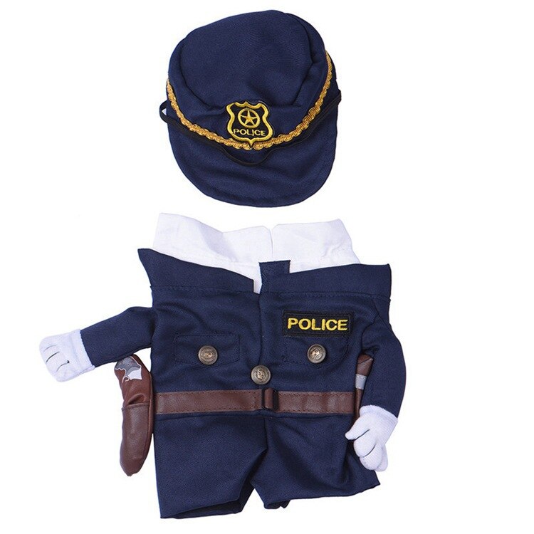 Funny Dog Costumes Cool Policeman Pet Dog Clothes Suit Puppy Clothing Coat Clothes For Dogs Costume for a cat Halloween Outfit: L
