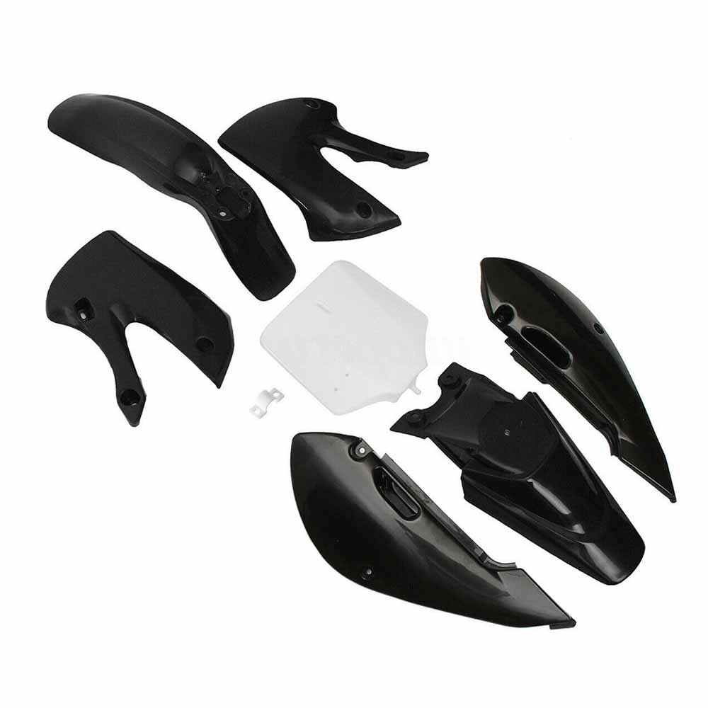 Motorcykel abs full fairing body kits stænkskærme skærme til kawasaki klx 110 kx65 drz 110 dirt pit bike 2002: Helt sort