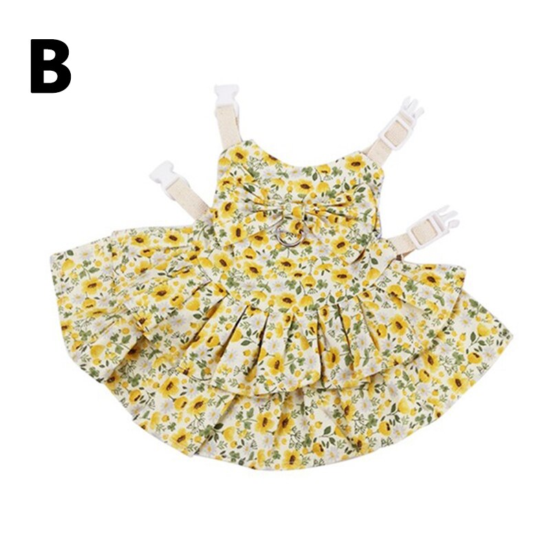 Small Animal Harness Soft Floral skirt Clothes Travel Chest Strap Rabbit Ferret Bunny Hamster Small Pet Supplies Vest Leash Set: 2 / S