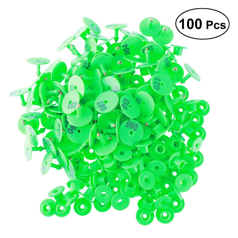 100pcs 1-100 Number Plastic Livestock Ear Tags Large Domestic Animal Tags for Goat Cattle and Pig(Yellow)