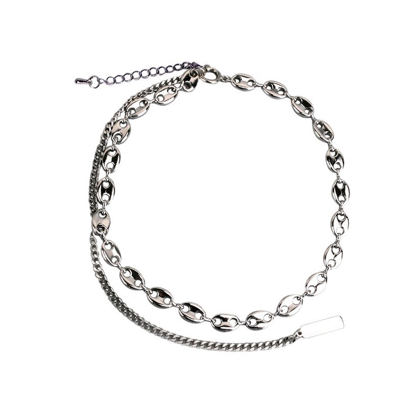 2pc varkensneus damesketting roestvrij staal meisjes sieraden gothic trendy top hiphop kwast choker