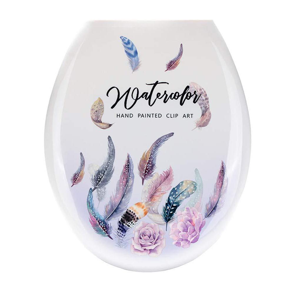 Marmor rose fjær toalett dekke åpen front plast bidet toalett sete dekorasjon tilbehør til bad wc setetrekk: Rose fjær