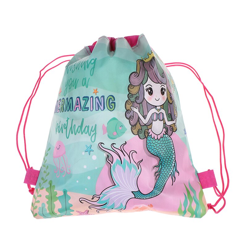 Sac à dos sirène enfants voyage école décor cordon Non-tissé sac sacs