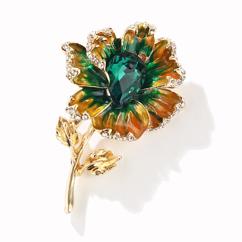 Broche en forme de fleur de tournesol pour femmes, , émail, tulipe, Rose, tournesol, , à la , classique, pour fête de mariage: Plaqué zinc noir