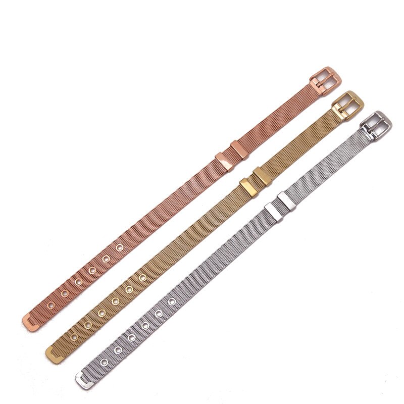 Somsoar smykker mesh stianless steel armbånd mesh sølvfarvede/guld/rosaguld armring pasform gør-det-selv skyde charms