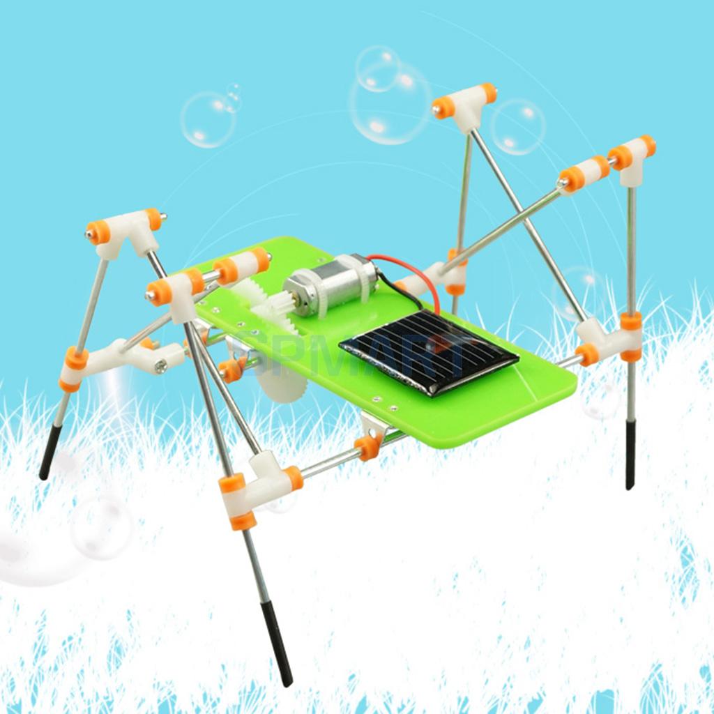 DIY Assembled Solar Powered Four Feet Robot Walking Model Kits Science Technology Toy