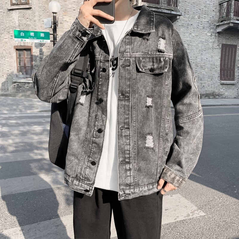 Spring and autumn denim jacket men slim student leisure trend on the clothing jacket men clothing mens clothing trends