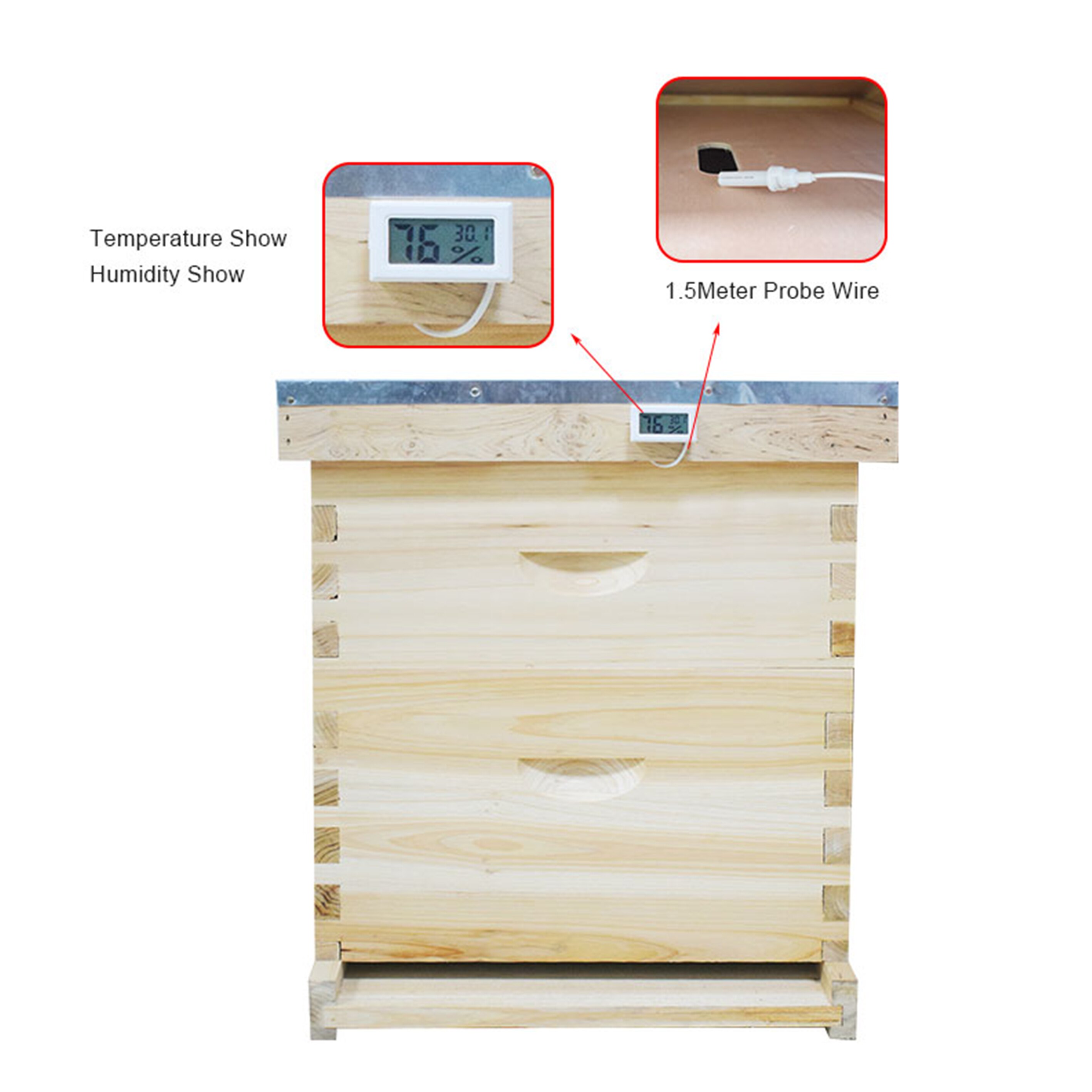 Beehive Digital Hygrothermograph With Sensor Hygrometer Thermometer Bee Hive Keeping Beekeeping Tools For Beekeeper Supplies