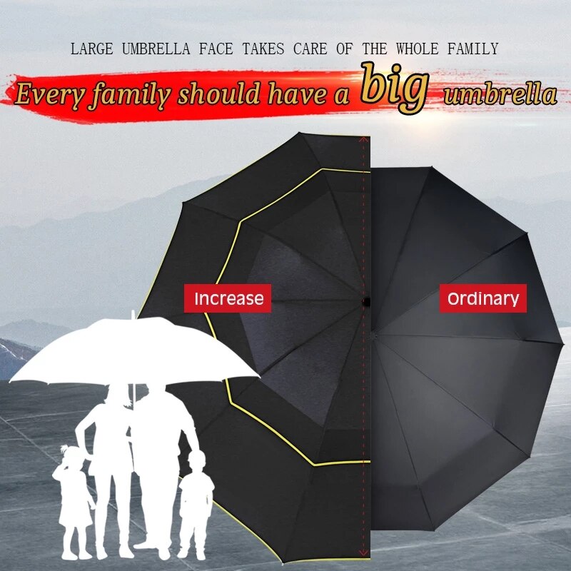 Paraguas plegable de doble capa para hombre y mujer, sombrilla de lujo resistente a la lluvia, al viento y al sol, ideal para viajes de negocios, 125cm