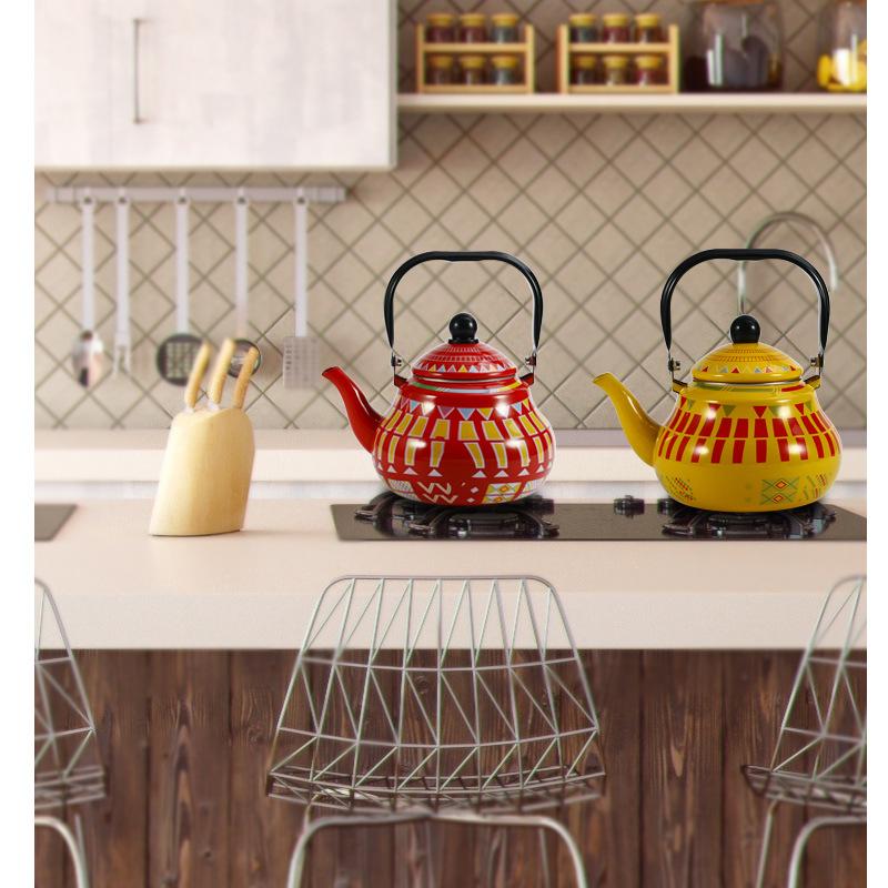 1.5L-2.5L Enamel Kettle Color Bar Heating Water Bottle Enamel Color Kettle Household Induction Cooker Gas Stove Boiling Water