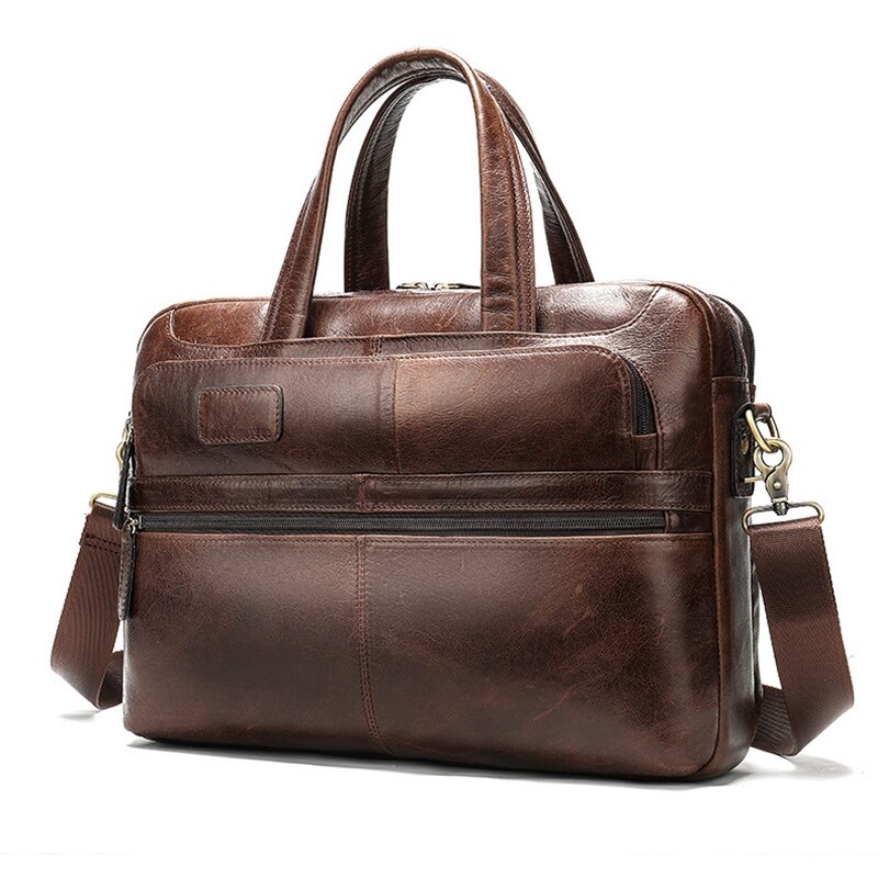 Aktetas messenger bag heren leren 14 inch laptoptas heren aktetassen kantoor business tas voor documenten