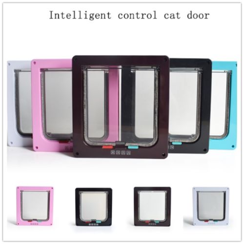 Lockable dog cat kitten security door ABS door plastic S / M / L Animal small cat dog door pet supplies: Brown / M