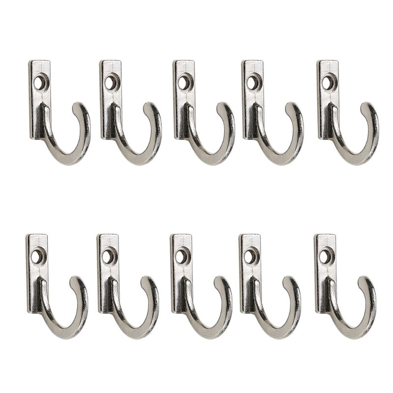 10 Pcs Opbergrek Enkele Prong Haak Brons Zilver Voor Jassen Hoeden Doek Hanger Handdoeken Toetsen Mini Maat Wall Mounted retro Doek H: Silver
