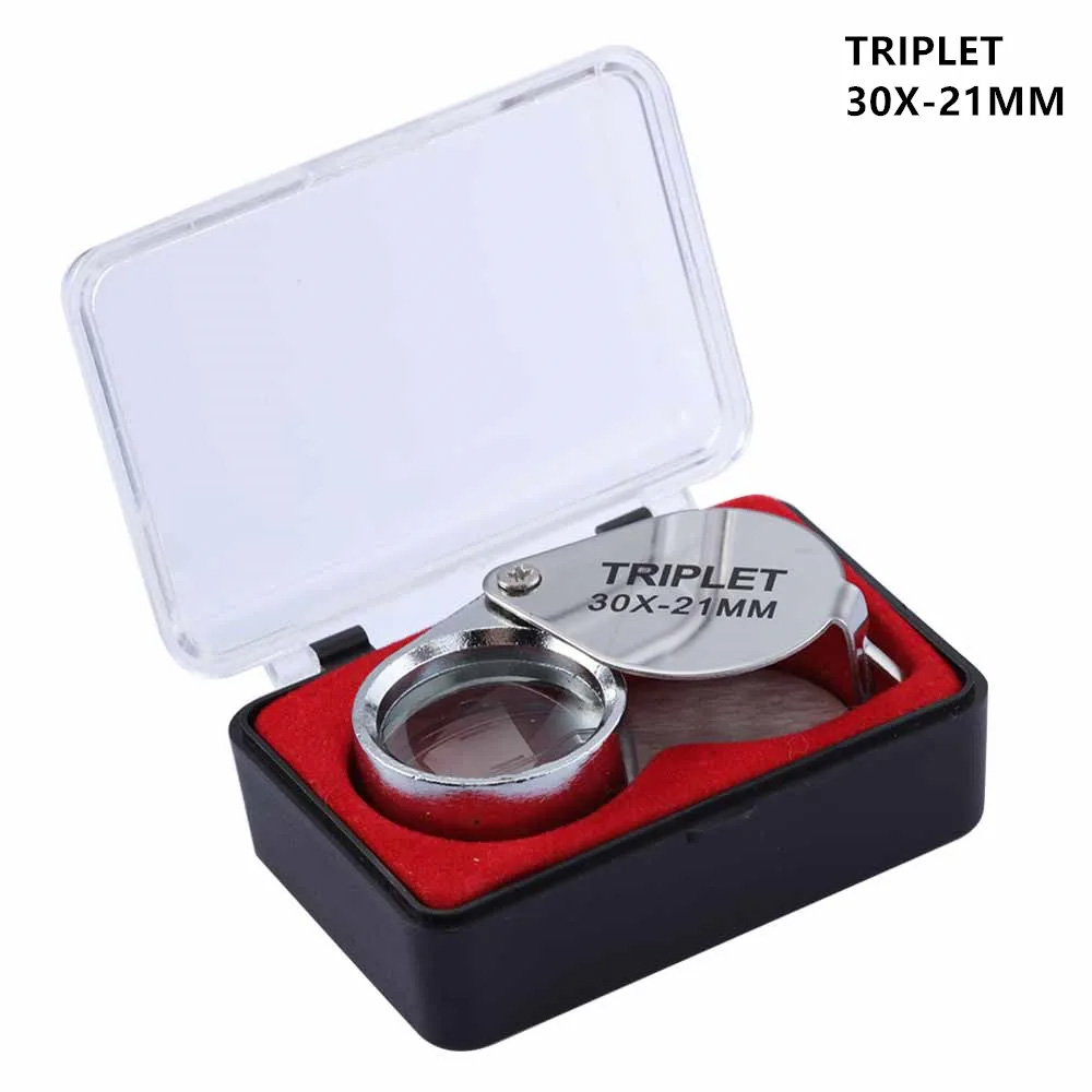 Lupa de joyería de diamante 10x-30x, herramienta de lupa de ojo, equipos de lupa, joyería de triplete: Negro