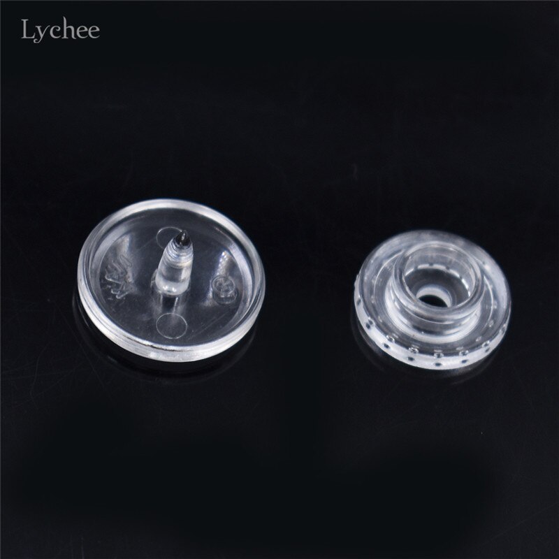 Lychee 50 Sets Clear Plastic Button Fasteners 12mm Transparent Combined Buttons For Sewing Clothing DIY Sewing Crafts Press Stud