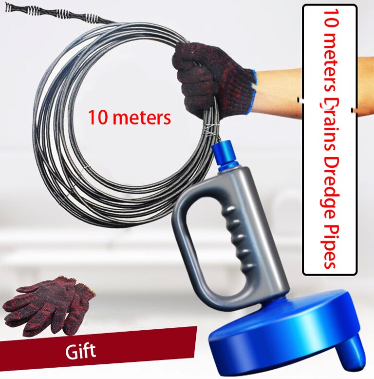 1PC 10M kitchen toilet sewer blockage hand tool pipe dredger 10 meters Drains Dredge Pipes Sewer Sink Cleaning Clogs