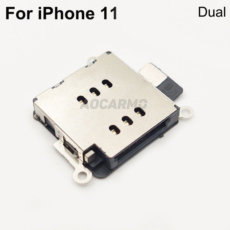 Aocarmo til iphone 11 dual / single sim card tray socket reader holder slot socket flex cable repair parts: Dobbelt