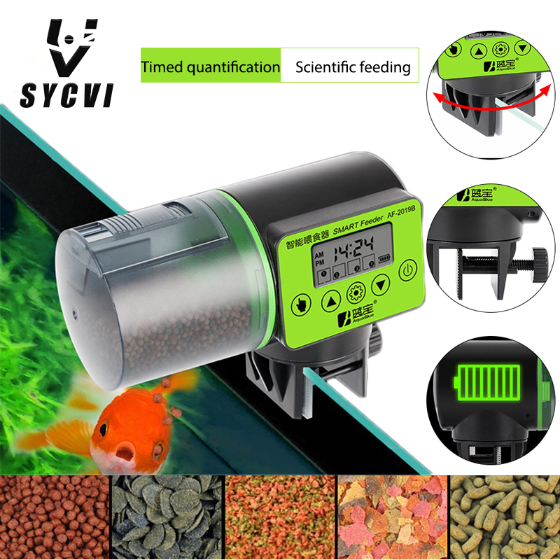 Cool automatisk fiskefoderautomat digital akvarium akvarium elektrisk plastik timer foderautomat madfodringsautomat værktøj fiskefoder