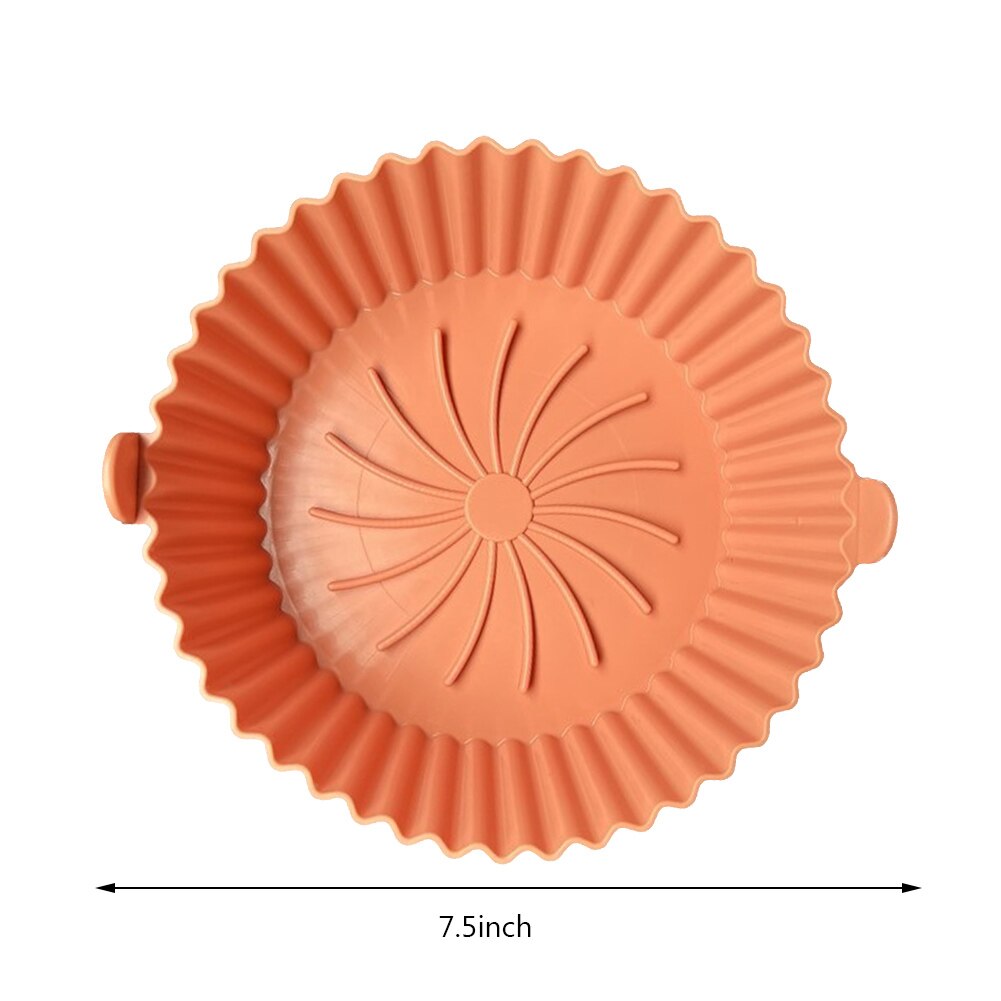 Silicone Mat Air Fryer Liner Steamer Pad Baking Inner Liner Mats Cooking No Oil Pan Basket Kitchen Utensils Airfryer Accessories: Orange 19cm