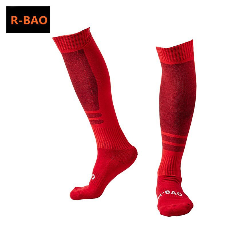 R-bao et par fodboldsokker fodboldsokker mænd sport spil træning chaussette fodbold calcetines meia futebol: Rød