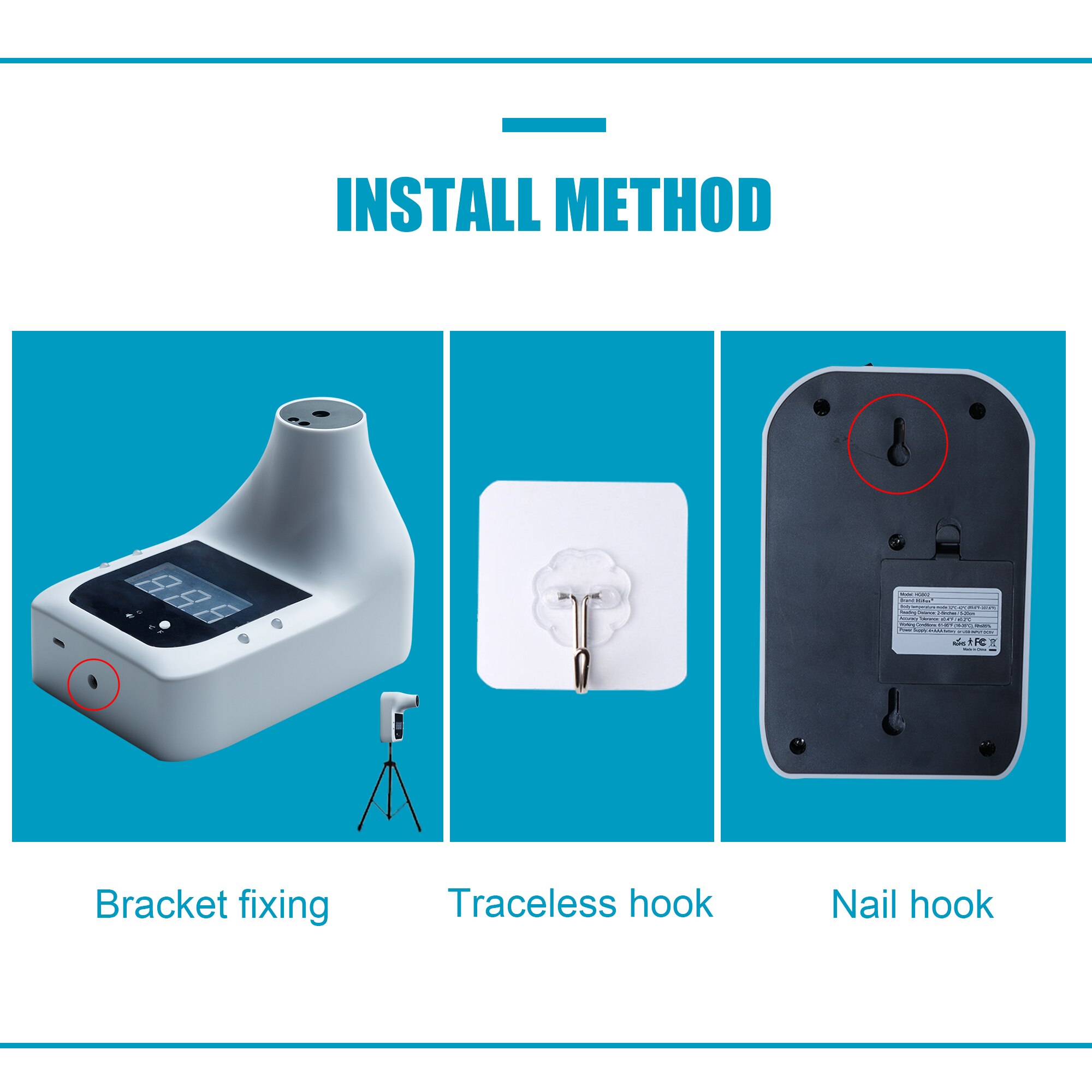 Non-Contact Digitale Infrarood Voorhoofd Thermometer Muur Gemonteerde Self-Service 0.5S Snelle Test Met Alarm Lcd display Voor Volwassenen