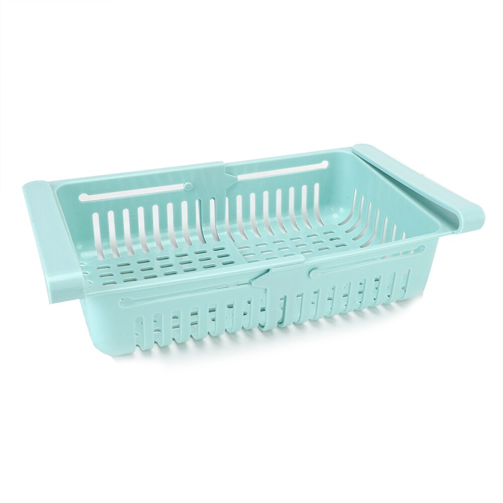 Koelkast Lade Koelkast Organizer Opslag Plank Keuken Opbergrek Fruit Snack Container Houder Telescopische: Blauw