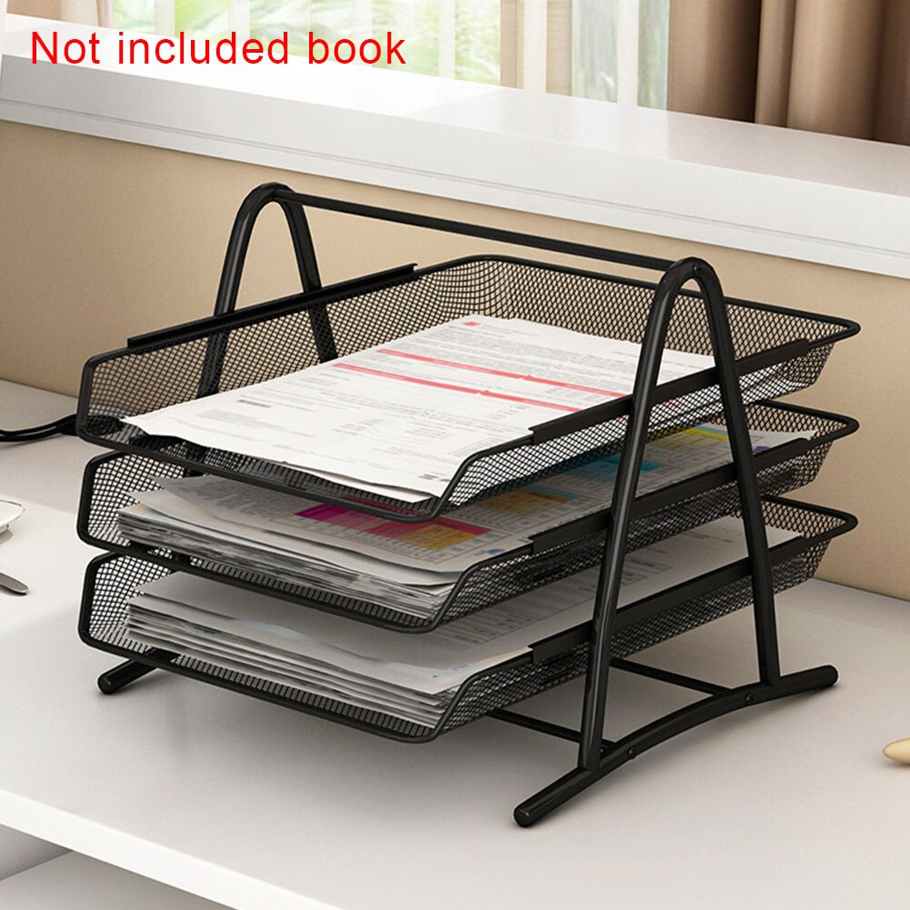 3 Tier Desktop DIY Document Tray School Paper Files A4 Drawer Holder Detachable Office Neatening Tools Magazine Frame Metal Mesh