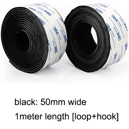 1M Sterke Zelfklevende Klittenbandsluiting Tape Nylon Sticker Adhesive Magic Lijm Voor 16/20/25/30/38/50/100 Mm: 50mm black 1meter