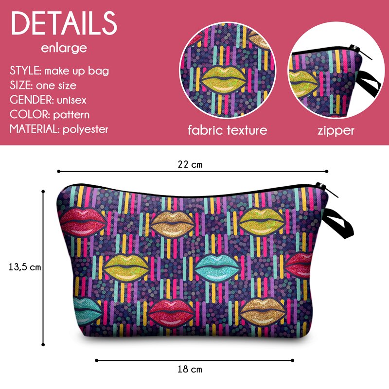 Jomtokoy lippen printpatroon cosmetische tas reis toilettas beauty make-up tas cosmetische tas organizer
