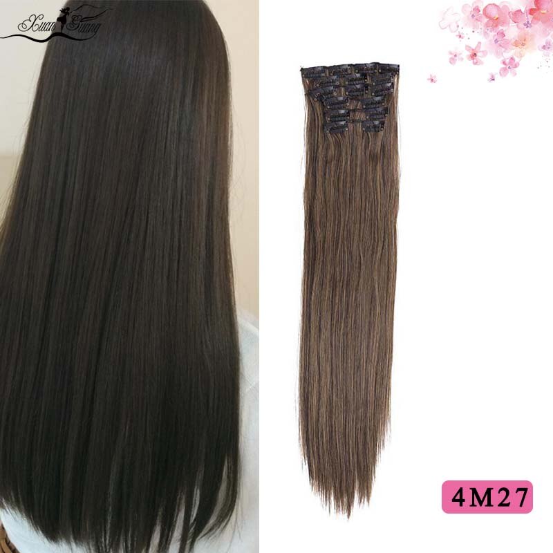 Dianqi Haar Clip In Synthetische Hair Extensions 22 Inch Steil Haar Clips Voor Vrouwen Pure Kleur Hoge Temperatuur Fiber: 4m27