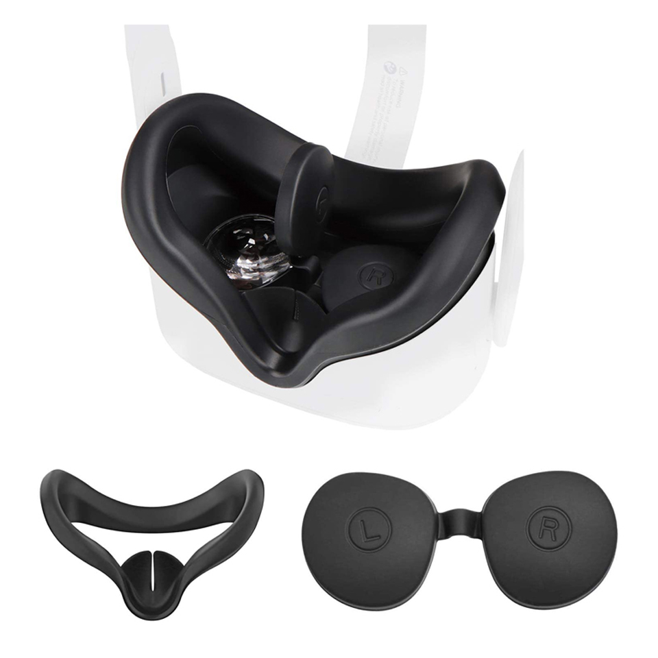 VR Silicone Accessory Kit With Lens Cover Controller Cover For Oculus Quest 2 Eye Pad Touch Grips Hand Strap