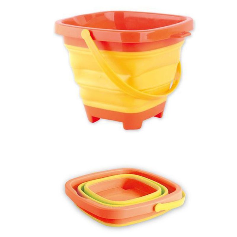 Portable Children Beach Bucket Sand Toy Foldable Collapsible Plastic Pail Multi Purpose Summer Party Playing Storage: Orange