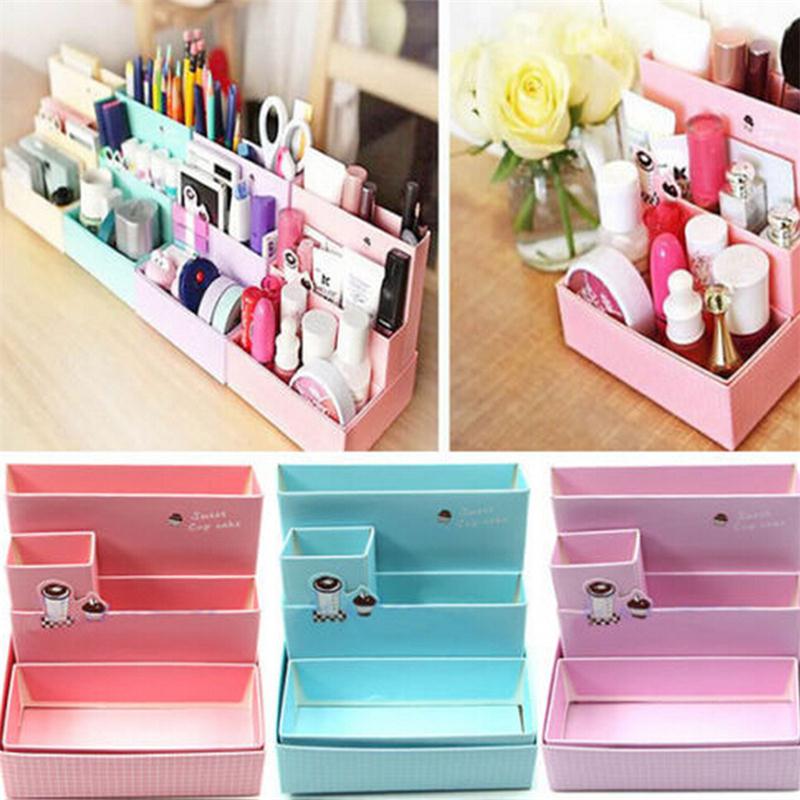 Diy placa de papel caixa de armazenamento mesa decoração papelaria maquiagem cosméticos organizador nova caneta titular melhor venda