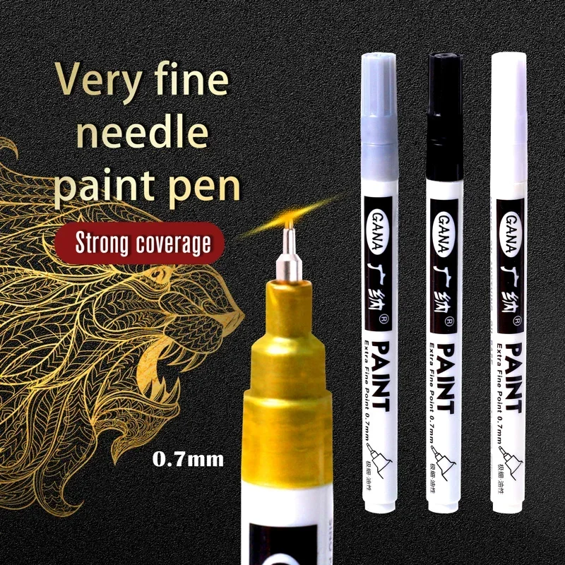 4 Pçs/set À Base de Óleo Branco Preto Marcadores de Tinta Permanente Canetas 0.7mm Extra Fino À Prova D' Água, para Pintura em Rocha, Madeira, Metal, Tela