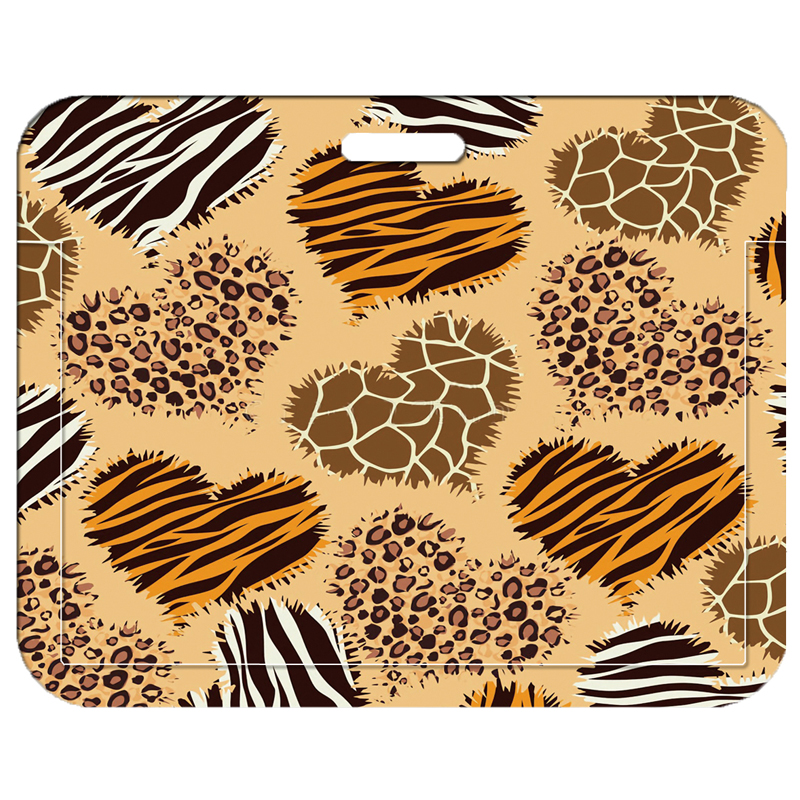 Leopard Women Name Card Cover Campus Card Bag Card Holder ID Card Case Vertical Style: Beige