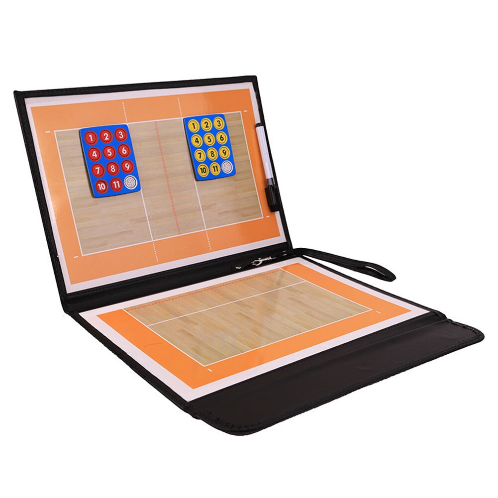 Volleyball-trainingsboard mit lederbezug, magnetischem strategie-klemmbrett für trainer, taktik-strategie-set mit markern