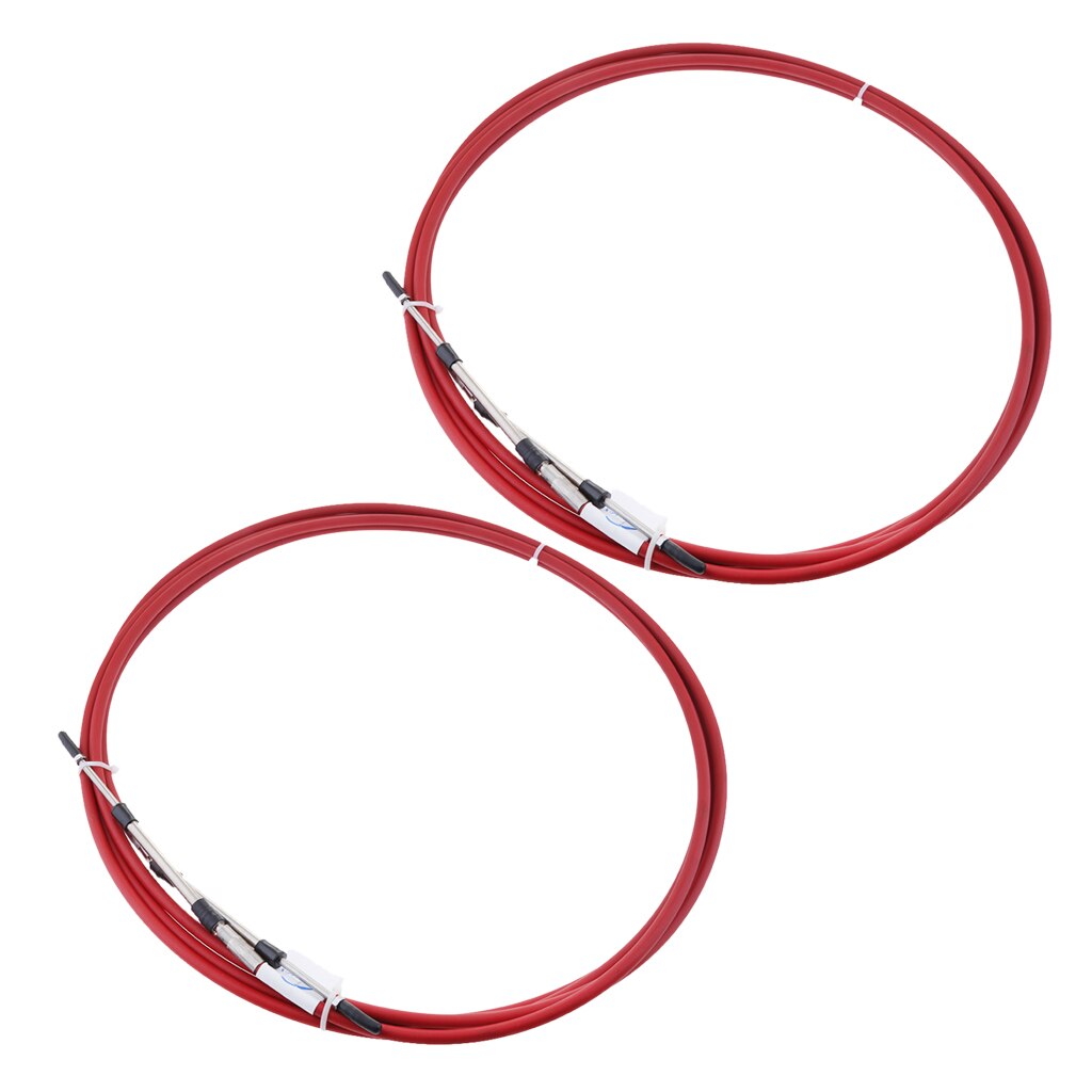 2pcs Red 8' Throttle Shift Control Cable for Boat Engine Inboard Throttle