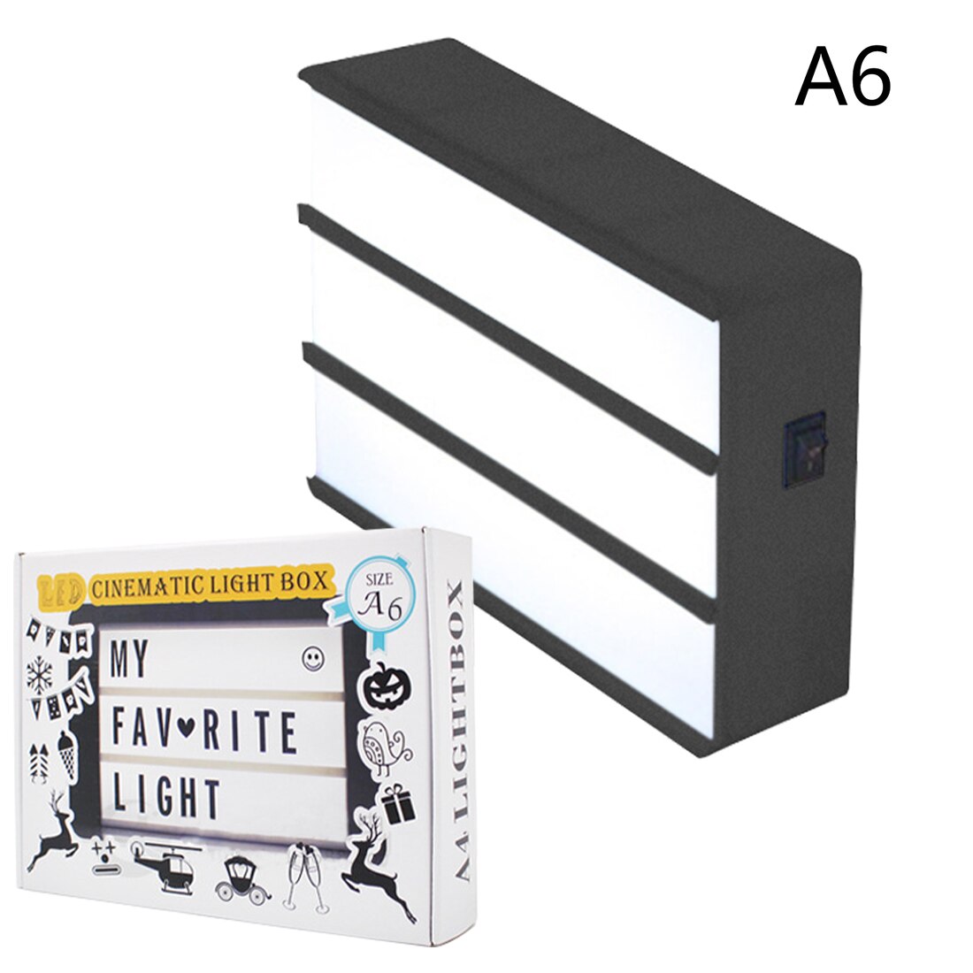 Cinematic LED Porch Light Up Sign Box Lightbox Message Board Cinema LED Letter Symbol Home Party Wedding Lamp Decor A6 size