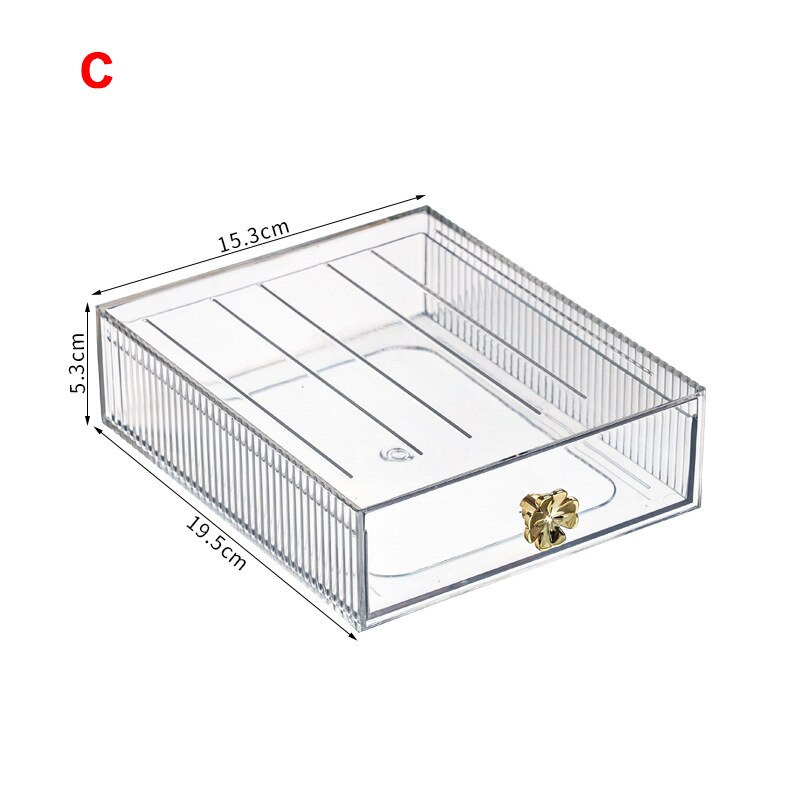 Vanity Clear Makeup Organizer Drawers Stackable Skin Care Products Cosmetic Display Beauty Case Cotton Pad Jewelry Storage Box: C