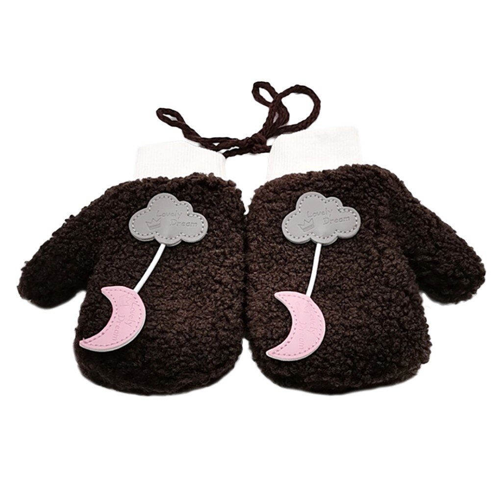 Kinder Handschuhe Winter Kinder Mädchen Winter Nette Cartoon Print Villus Warm Halten Winter Kinder Handschuhe Handschuhe Rekawiczki Dzieciece: COFFEE