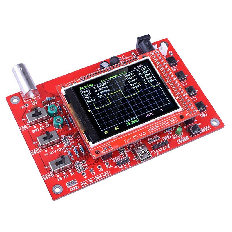 Digital Oscilloscope 1Msps 2.4inch TFT LCD Display+Alligator Probe Test Clip Fully Welded Assembled for DSO138