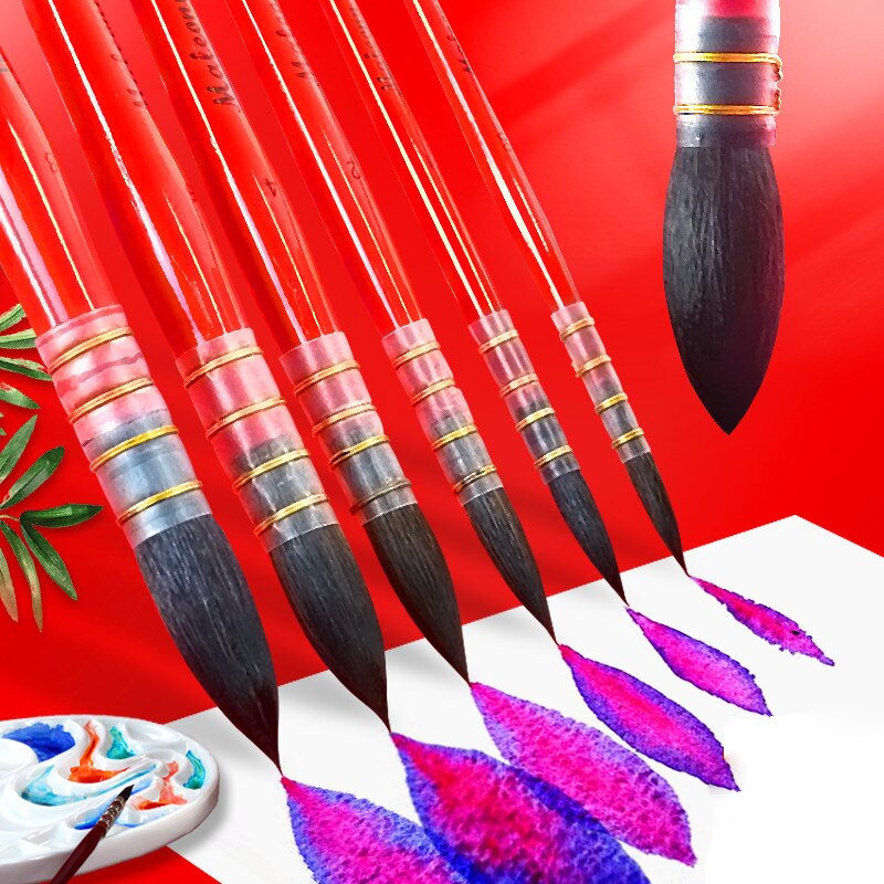 Penna per acquerello penna per Mocio penna per pittura professionale dipinta a mano penna per scoiattolo linea di ganci a punta impostato di pennelli per acquerelli