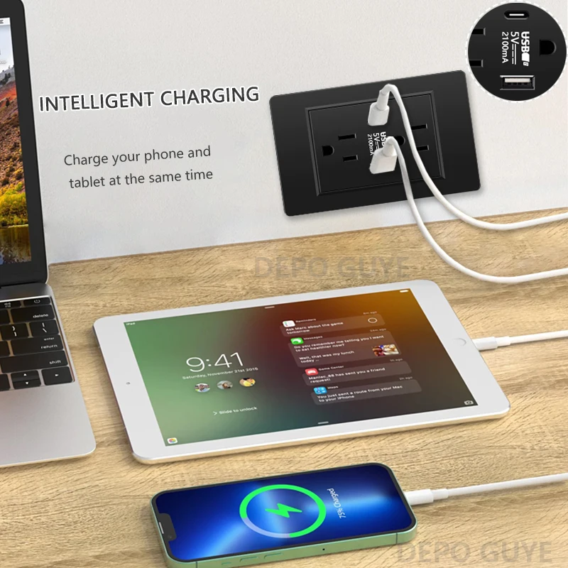 US Wall Socket with USB Type-C Charging Port 5V 2.... – Grandado