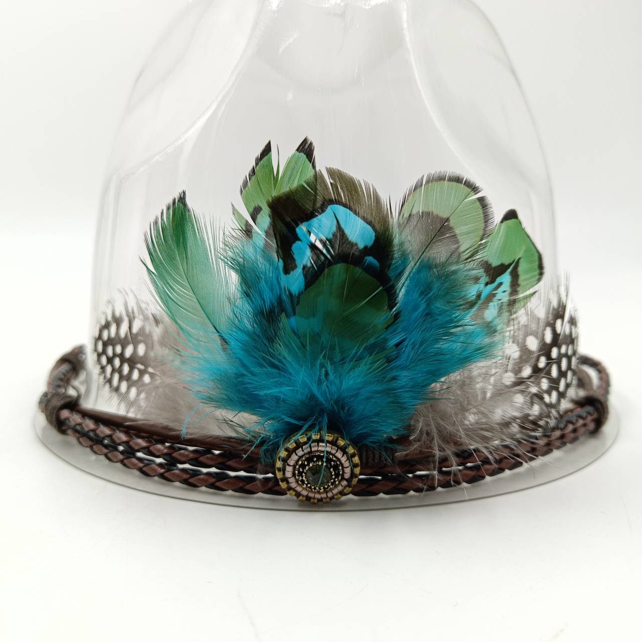 Hat accessories Feather knitted style various hat accessories jazz cowboy hat fedora hat straw hat for men and women: Dark Grey