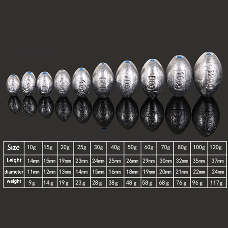 5 Stuks 2G-30G Visgewicht Zinklood Vissen Olijf Vorm Rig Zinkers Vissen Gewichten Split Shot Gootsteen Visgerei Accessoire